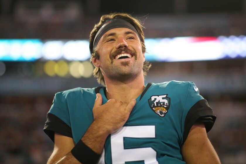 Jacksonville Jaguars quarterback Gardner Minshew has thrown for five touchdowns this season using the hand he once tried to break by hitting it multiple times with a hammer.