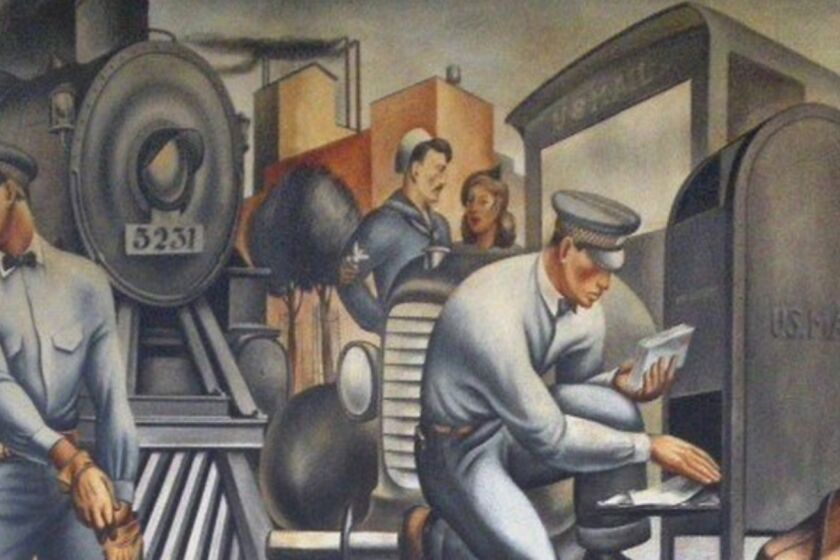 Fletcher Martin mural detail from the San Pedro post office, 1935-1938.