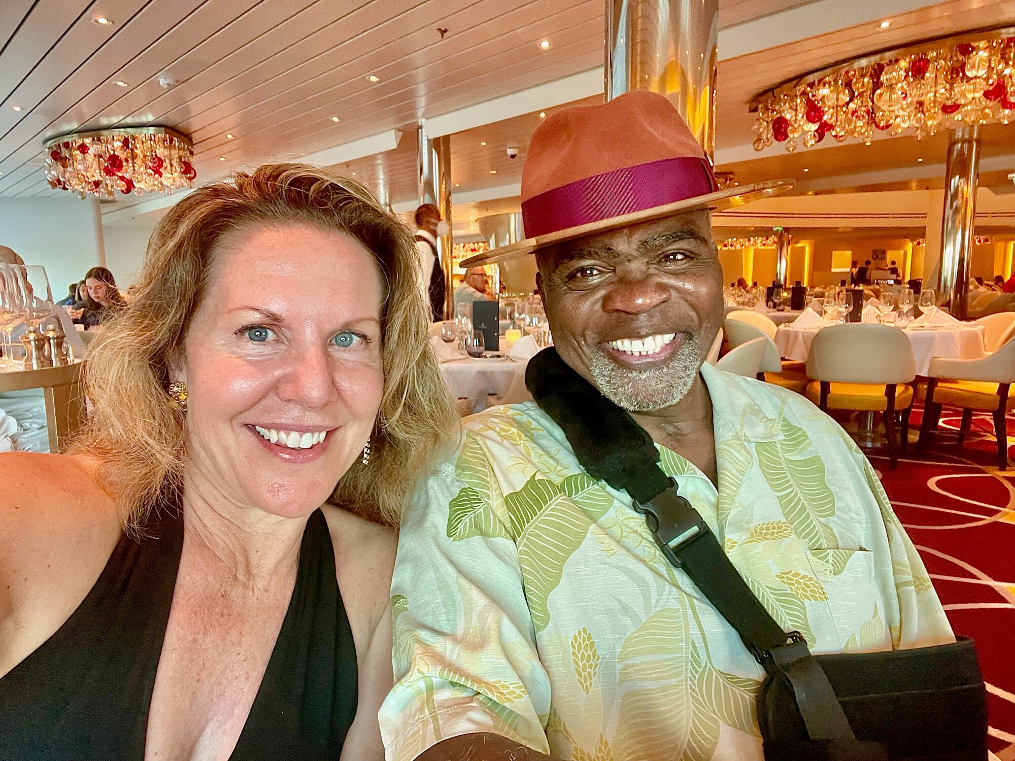 Cheri and Maurice Orange ate early in the Koningsdam main dining room when it was less crowded.