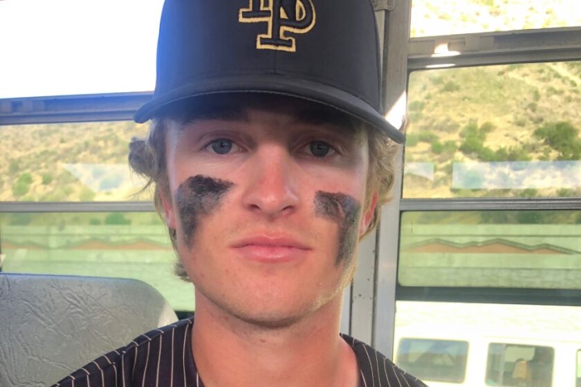 Quinn Haggarty of Newbury Park had three hits in his team's 5-4, 10-inning win over Hart.