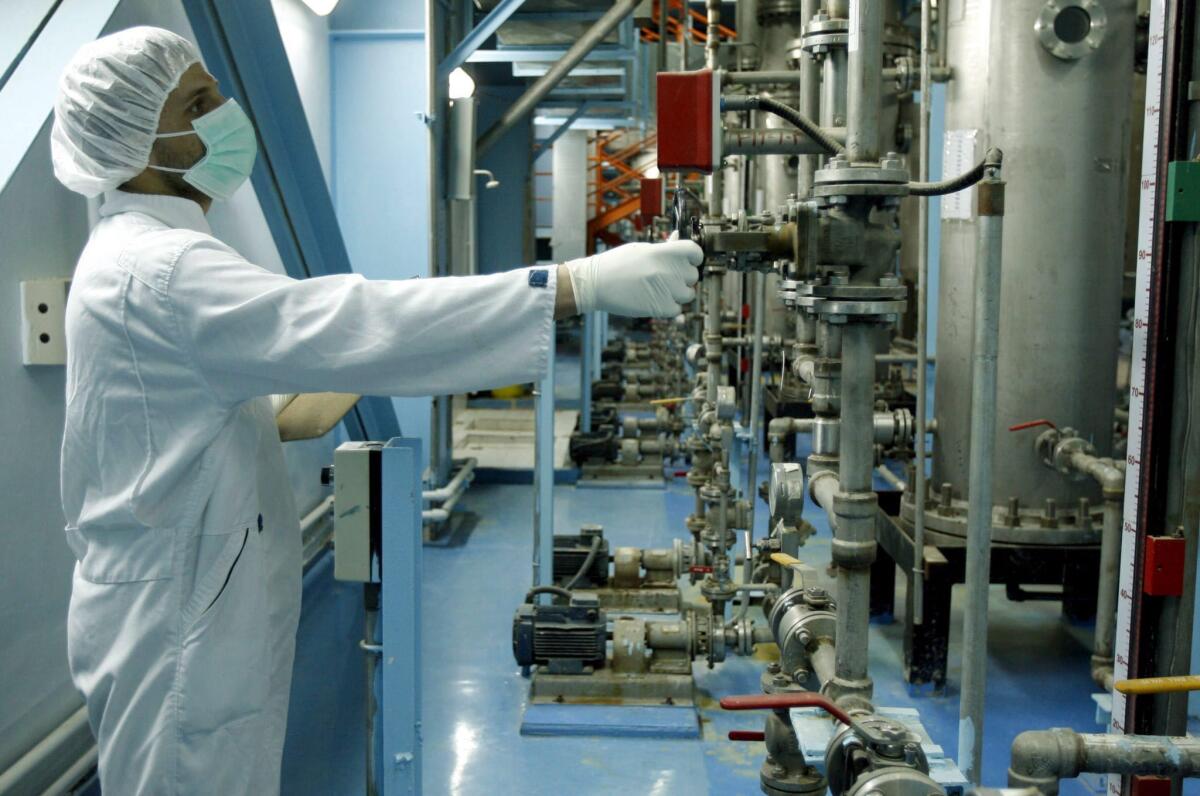 An Iranian technician is seen at the International Atomic Energy Agency inspecting the site of the uranium conversion plant in Isfahan, Iran in 2007.