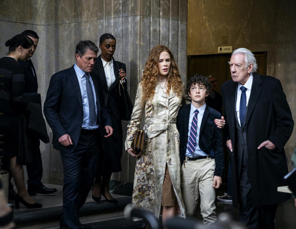Hugh Grant, Noma Dumezweni, Nicole Kidman, Noah Jupe and Donald Sutherland in "The Undoing."