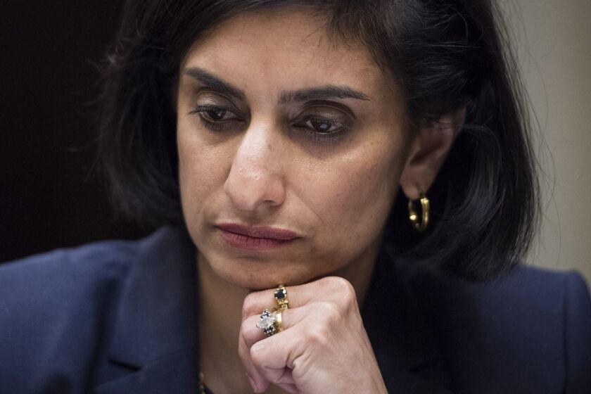 Seema Verma, administrator of the Centers for Medicare and Medicaid Services, listens during a meeting on health-care reform at the White House on July 2017. MUST CREDIT: Jabin Botsford ** Usable by LA, BS, CT, DP, FL, HC, MC, OS, SD, CGT and CCT **