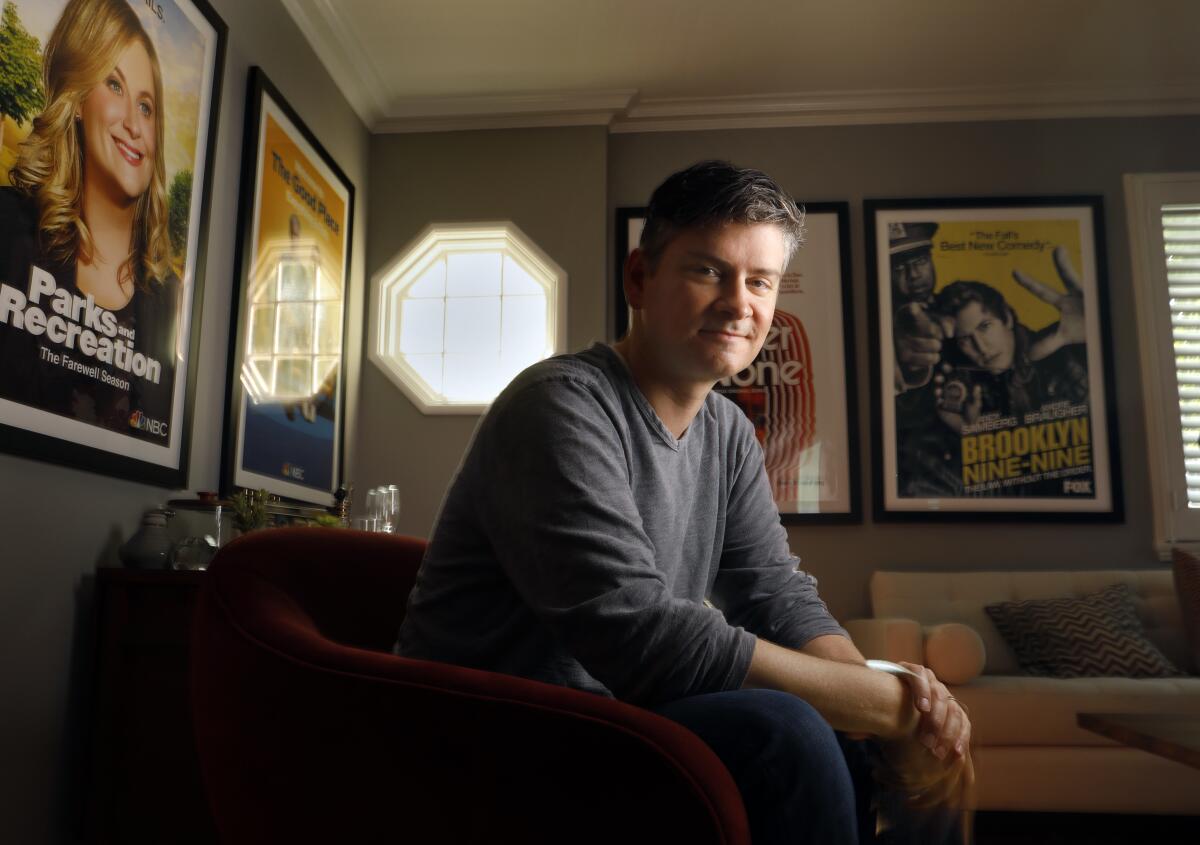 Michael Schur, photographed at his office on the NBCUniversal lot, is the creator and showrunner of NBC's "The Good Place."