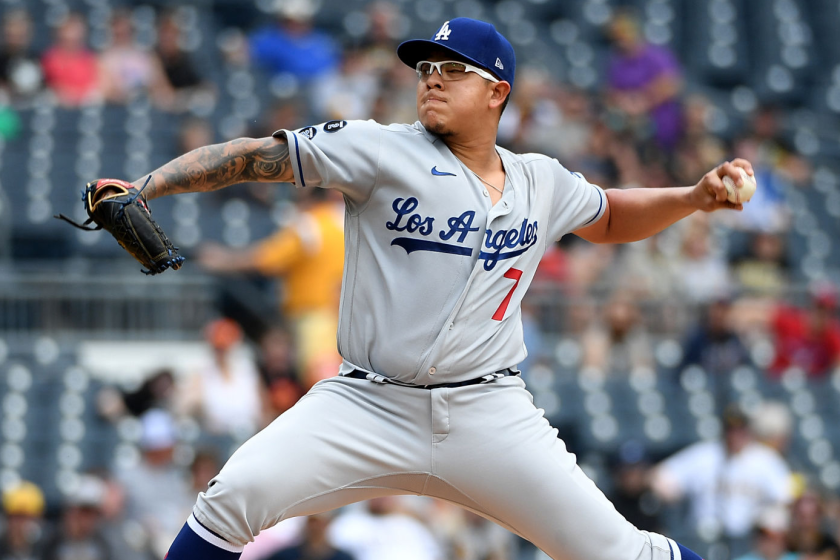 PITTSBURGH, PA - JUNE 10: Julio Urias #7 of the Los Angeles Dodgers delivers a pitch.