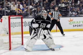 LOS ANGELES, CA - APRIL 28, 2024: Los Angeles Kings goaltender David Rittich (31) gets the start against the Edmonton Oilers in Game 4 of the first round of the Stanley Cup playoffs at Crypto.com Arena on April 28, 2024 in Los Angeles, California.(Gina Ferazzi / Los Angeles Times)