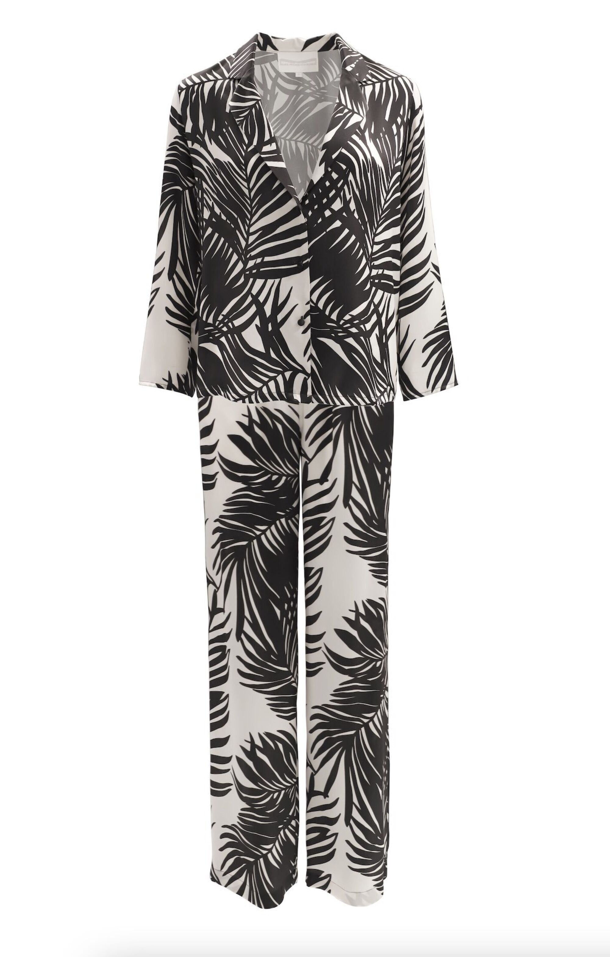 Loungewear set with a black palm frond design