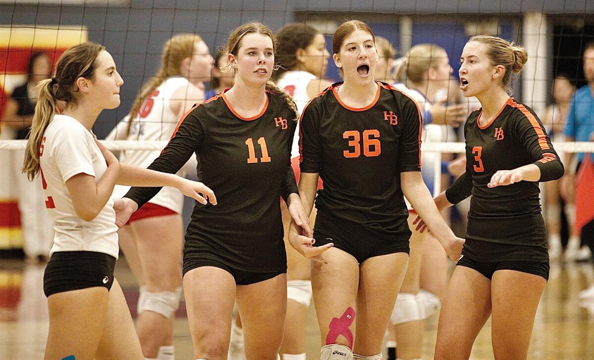 Huntington Beach's (l-r) Olivia Foye, Haylee LaFontaine, Kylie Leopard and Dani Sparks have been starters for three years.