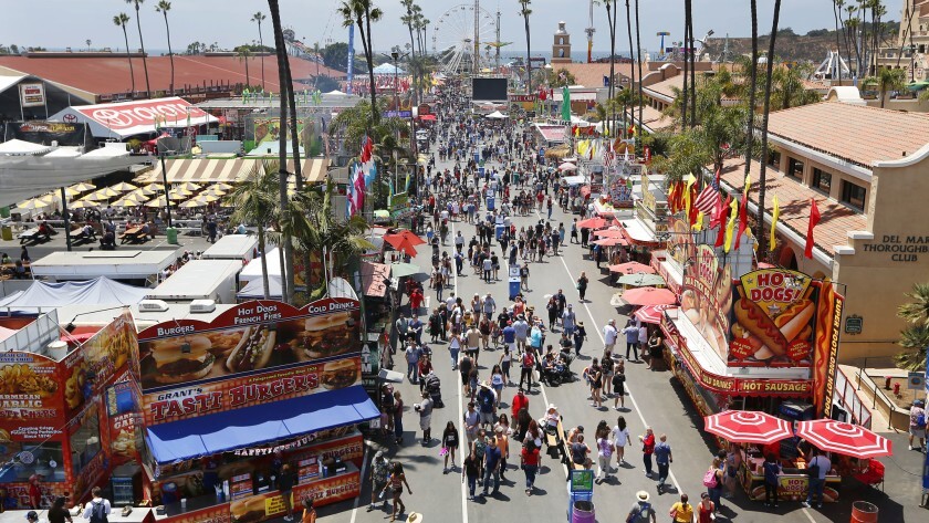 The San Diego County Fair, seen in a file photo from 2017, will not be held this year. The Fair Board unanimously voted to suspend the event on Tuesday following Gov. Gavin Newsom’s statement about large public gatherings being unlikely in the near future.