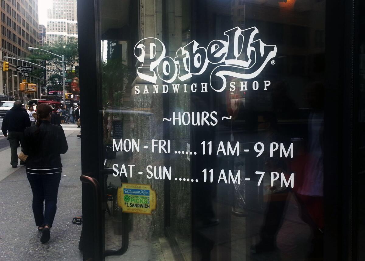 Shares of sandwich maker Potbelly more than doubled in their Nasdaq trading debut.