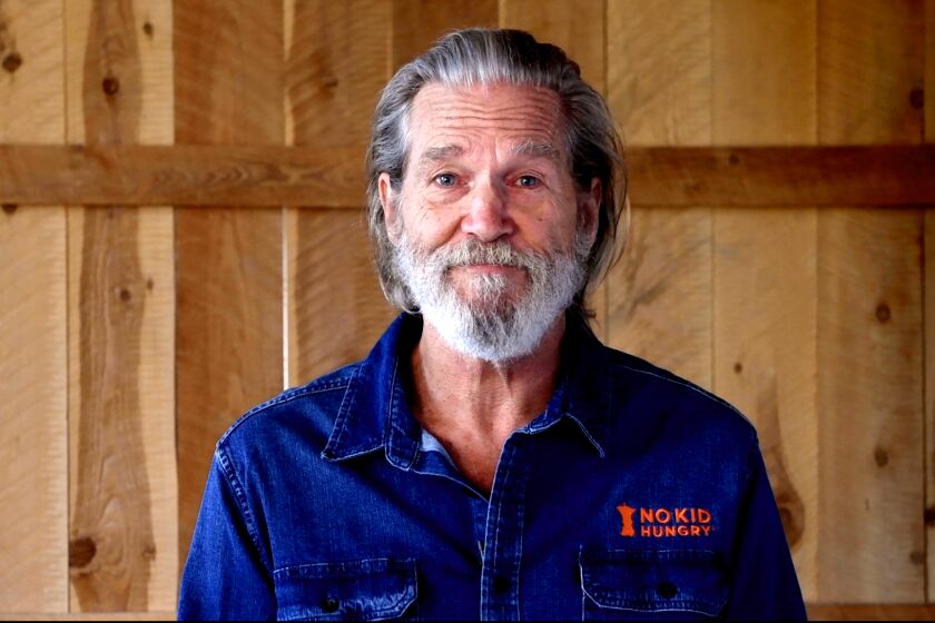 Actor Jeff Bridges is shown here in a screen shot from the PSA he delivered in his efforts to help the charity No Kid Hungry continue to raise funds in spite of the coronavirus epidemic and shutdown. Credit: No Kid Hungry.