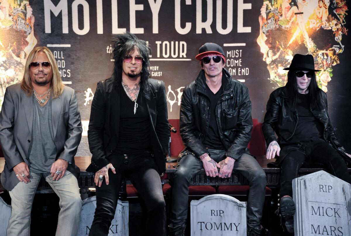 After more than three decades together, Motley Crue says it's splitting for good. Making the announcement Tuesday were, from left, band members Vince Neil, Nikki Sixx, Tommy Lee and Mick Mars.