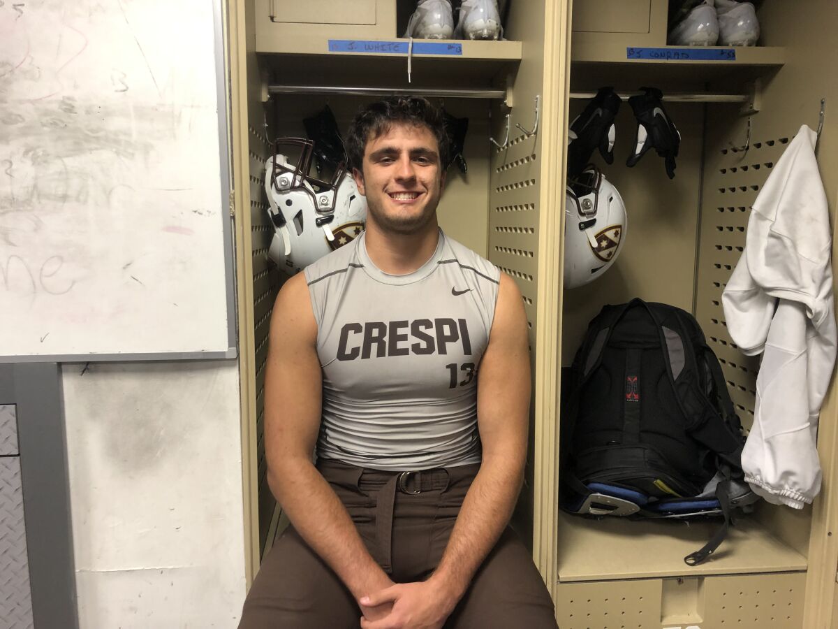 Defensive end Jackson White is a three-sport athlete at Encino Crespi