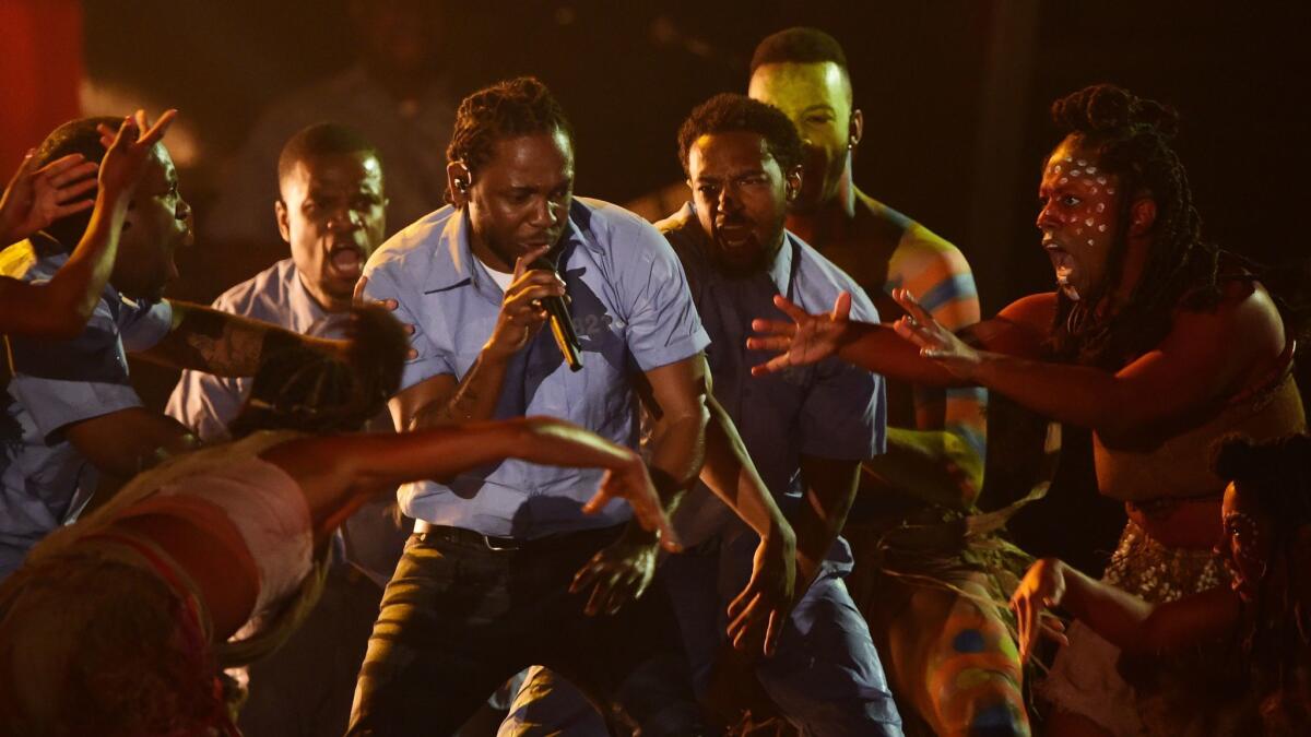 Kendrick Lamar at the 2016 Grammy Awards.
