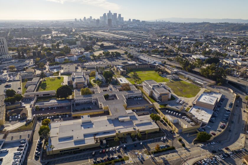 LOS ANGELES- November 14, 2022 - Aerial view of LA County's Central Juvenile Hall in Los Angeles, CA. (Brian van der Brug / Los Angeles Times)