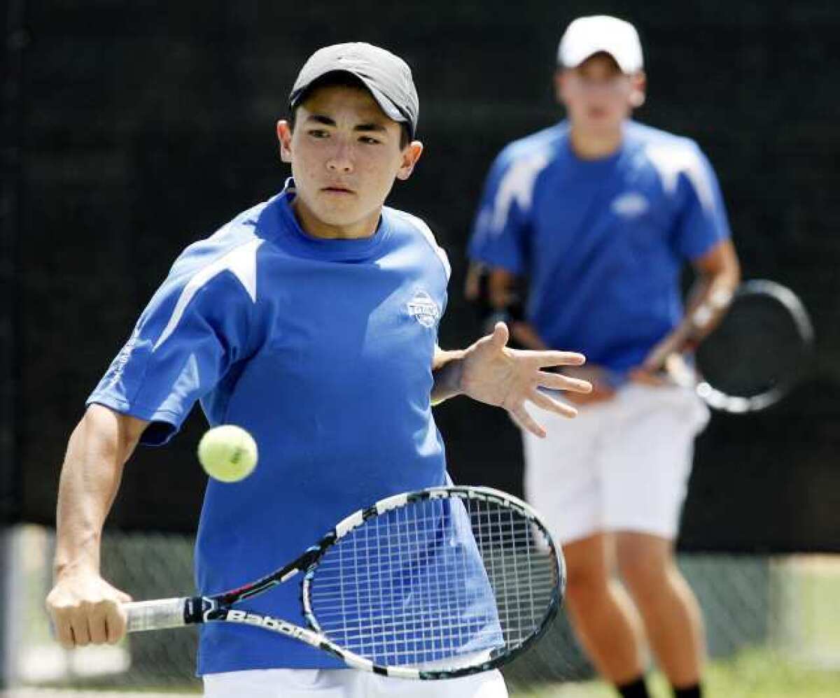 San Marino High's Daniel Gealer, left, and Robert Carter won the Rio Hondo League Individual Tournament doubles championship for the second year in a row.