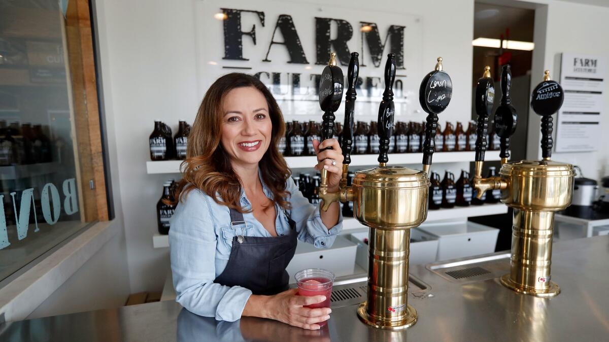 Claudia Stubin runs a kombucha and bone broth bar called Farm and Culture Co., located at SOCO and the OC Mix in Costa Mesa.