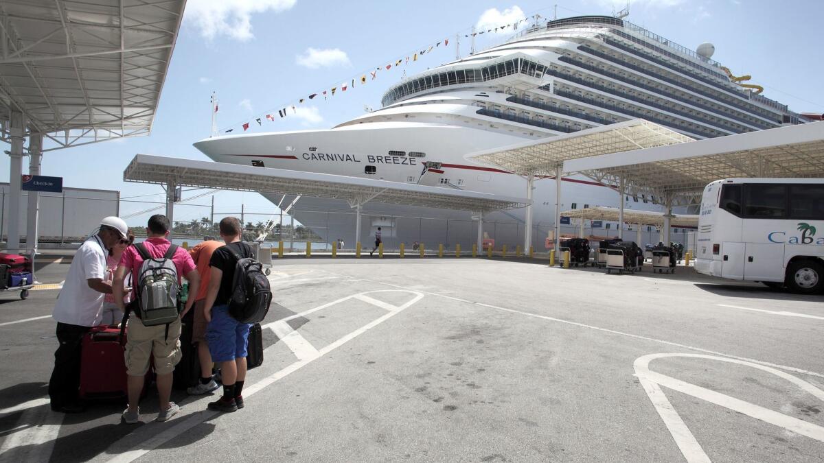 The Carnival Breeze is docked in Miami on June 22, 2013.