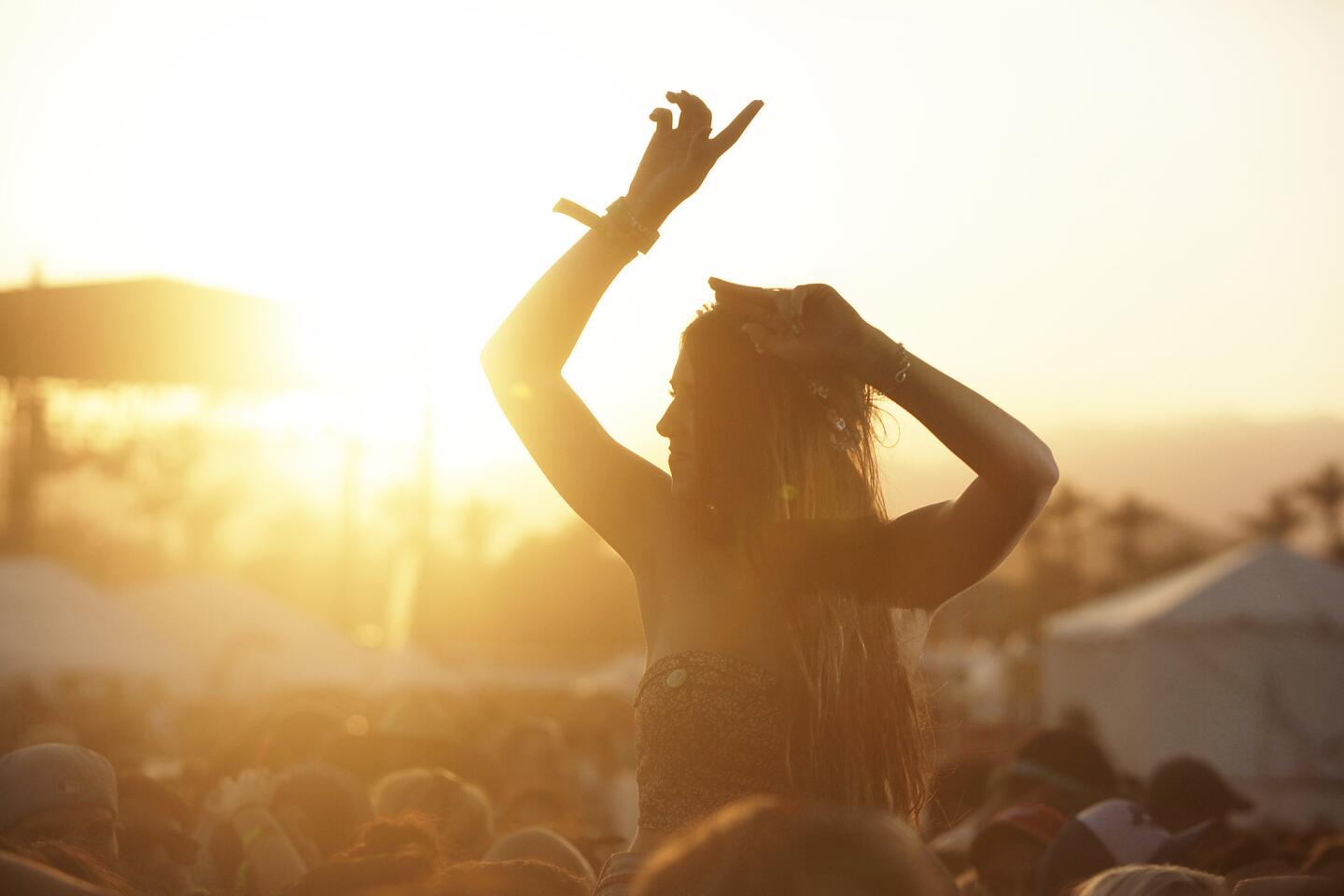 The sun sets on day one of the Coachella Music & Arts Festival.