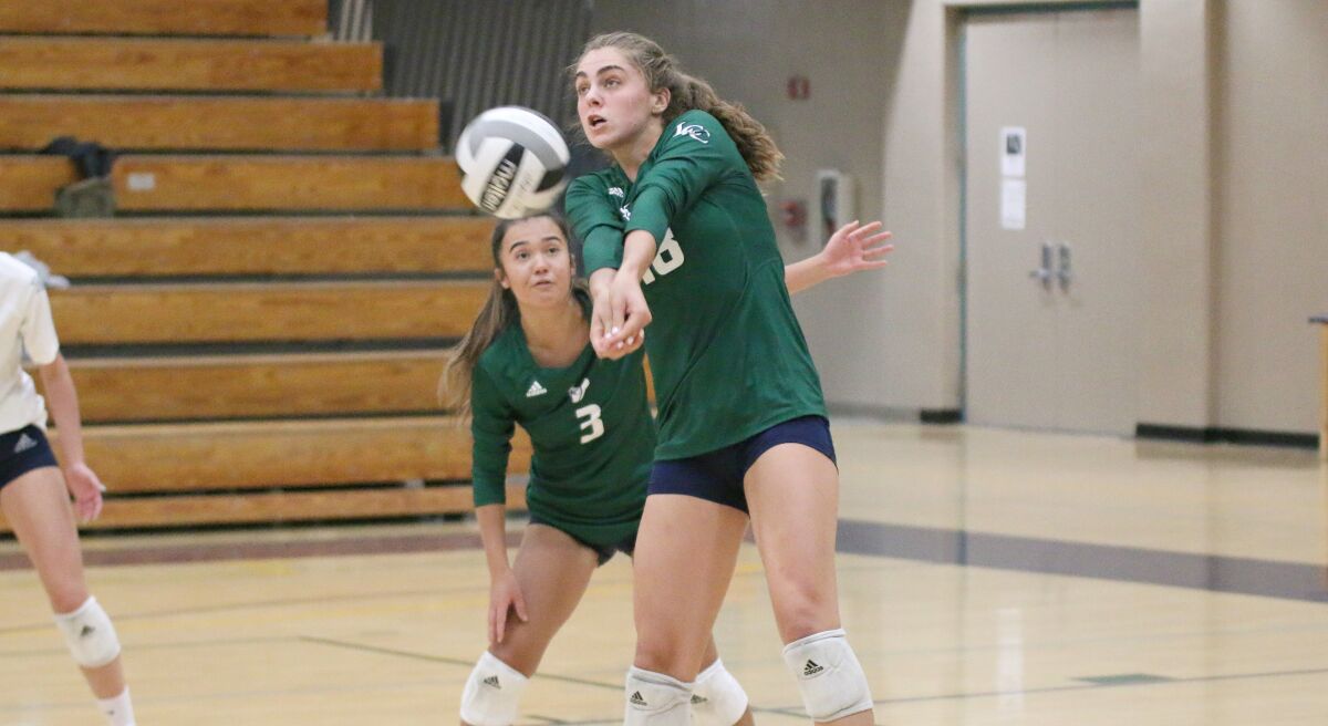 Senior Sophia Tulinio led LCC with 16 kills but passing was a key to the Mavs' win.