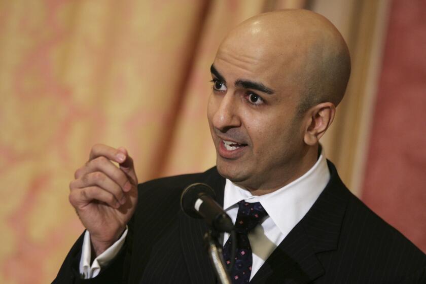 Neel Kashkari, Interim Assistant Treasury Secretary for Financial Stability, speaks about implementation of the Emergency Economic Stability Act during an event for the Institute of International Bankers, Monday, Oct. 13, 2008, in Washington. (AP Photo/Haraz N. Ghanbari)