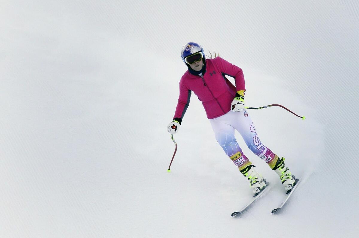 Olympic gold medalist Lindsey Vonn takes part in a Super-G training run Friday.
