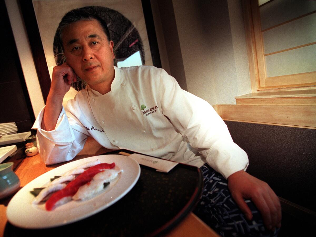 CA.NOBU.1.12-10-1998.LH––Chef and Restauranteur Nobu Matsuhisa at Matsuhisa in Beverly Hills.