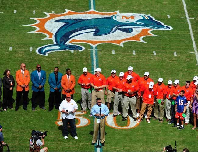 Aug. 29, 2011: During a preseason game against Tampa Bay, Dolphins CEO Mike Dee and VP/Special Adviser Nat Moore, a Florida grad, announced the team would honor the 2009 National Champion Florida Gators at Sun Life Stadium. The well-meaning idea was met with outrage by fans of Miami's pro and college football teams. Dolphins' fans hated it because the team was waiting for Tim Tebow to come to town with the Broncos to hold the event. Hurricanes fans hated it because the Gators were to be honored on the `Canes' home field.