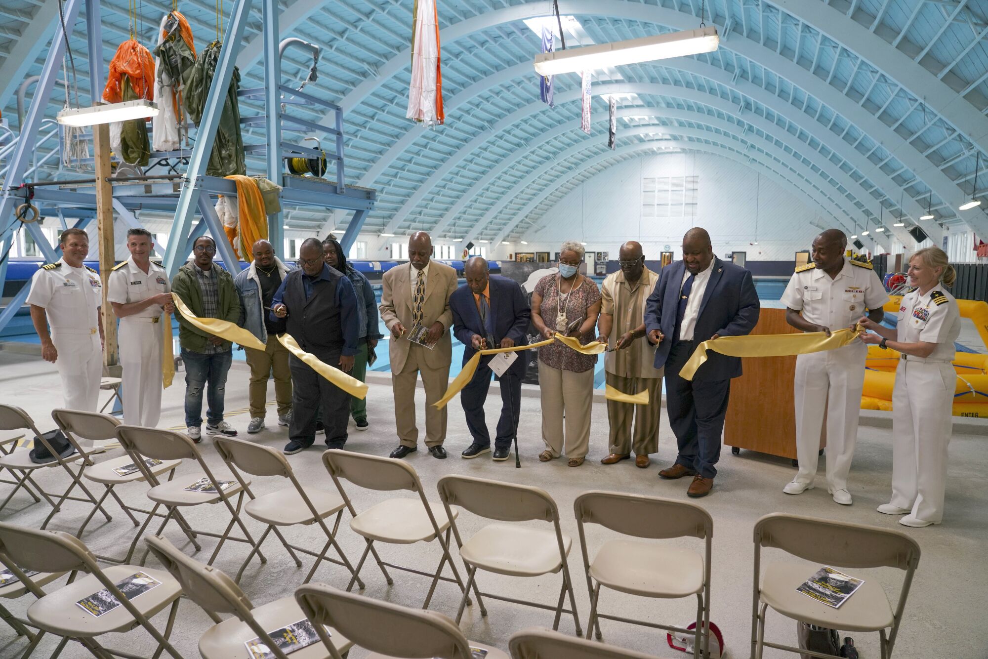 The Navy dedicated a surface rescue swimmer training pool located at Naval Base San Diego.