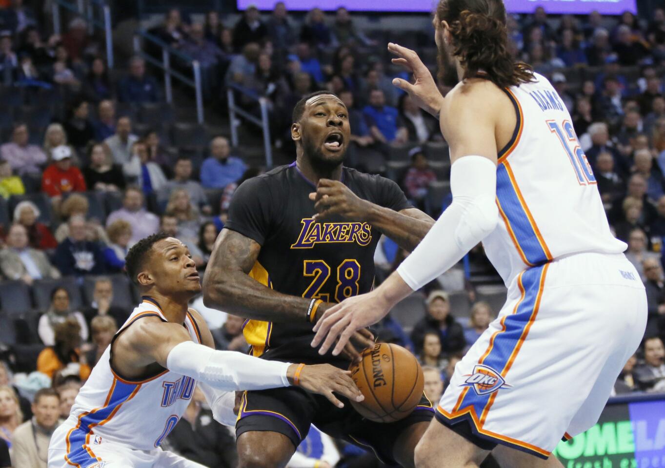 Russell Westbrook, Tarik Black, Steven Adams