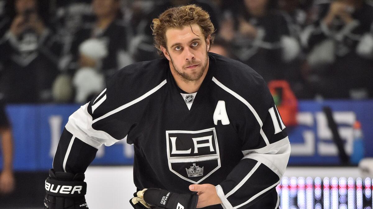 Kings center Anze Kopitar warms up before a game against the St. Louis Blues on Oct. 16.