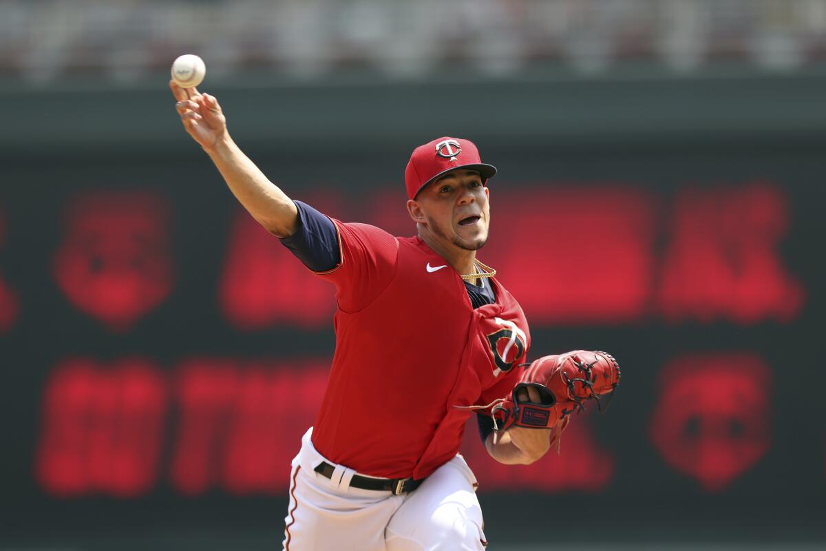 Minnesota Twins’ pitcher Jose Berrios throws against the Detroit Tigers on July 11 in Minneapolis.