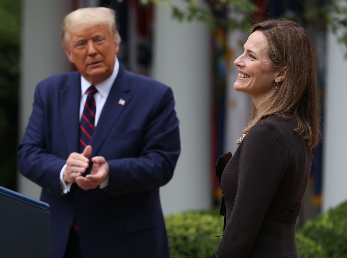  Donald Trump introduces  Amy Coney Barrett as his nominee to the Supreme Court.