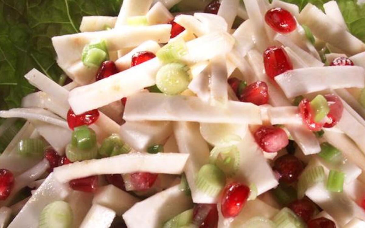 Celery Root 'Slaw' With Pomegranate Seeds and Green Onions