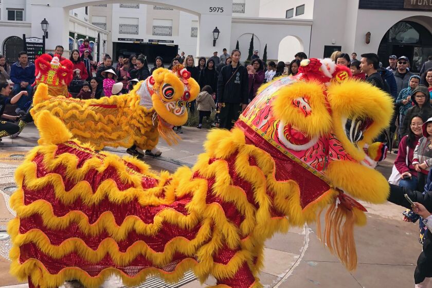 The lion dance will be performed at The Village at Pacific Highlands Ranch's Lunar New Year celebration.