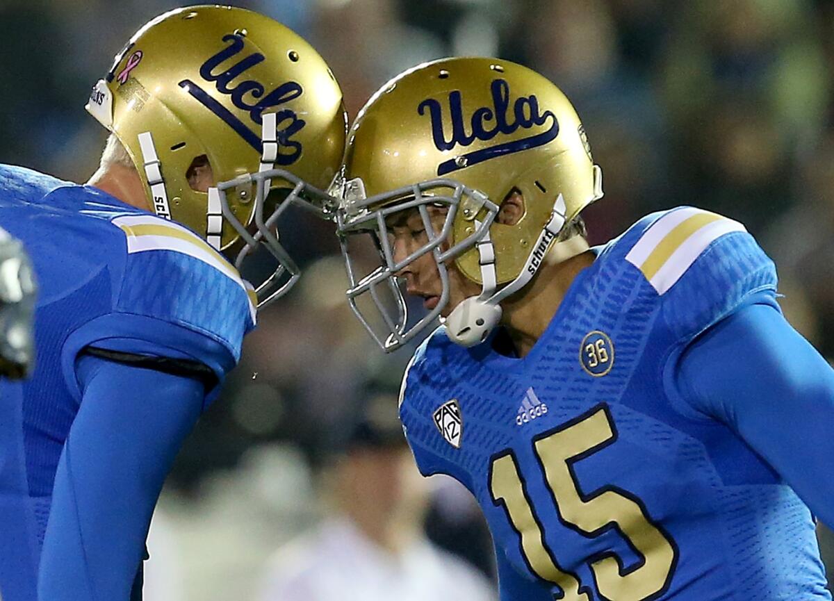 UCLA kicker Ka'imi Fairbairn, right, said he's more comfortable going into his junior season with the Bruins than he has been in the past.