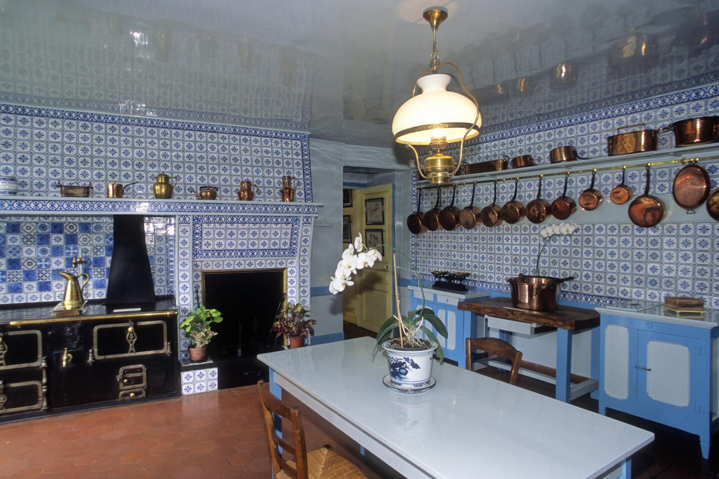 Claude Monet house, The kitchen in the Monet house in Giverny, France.