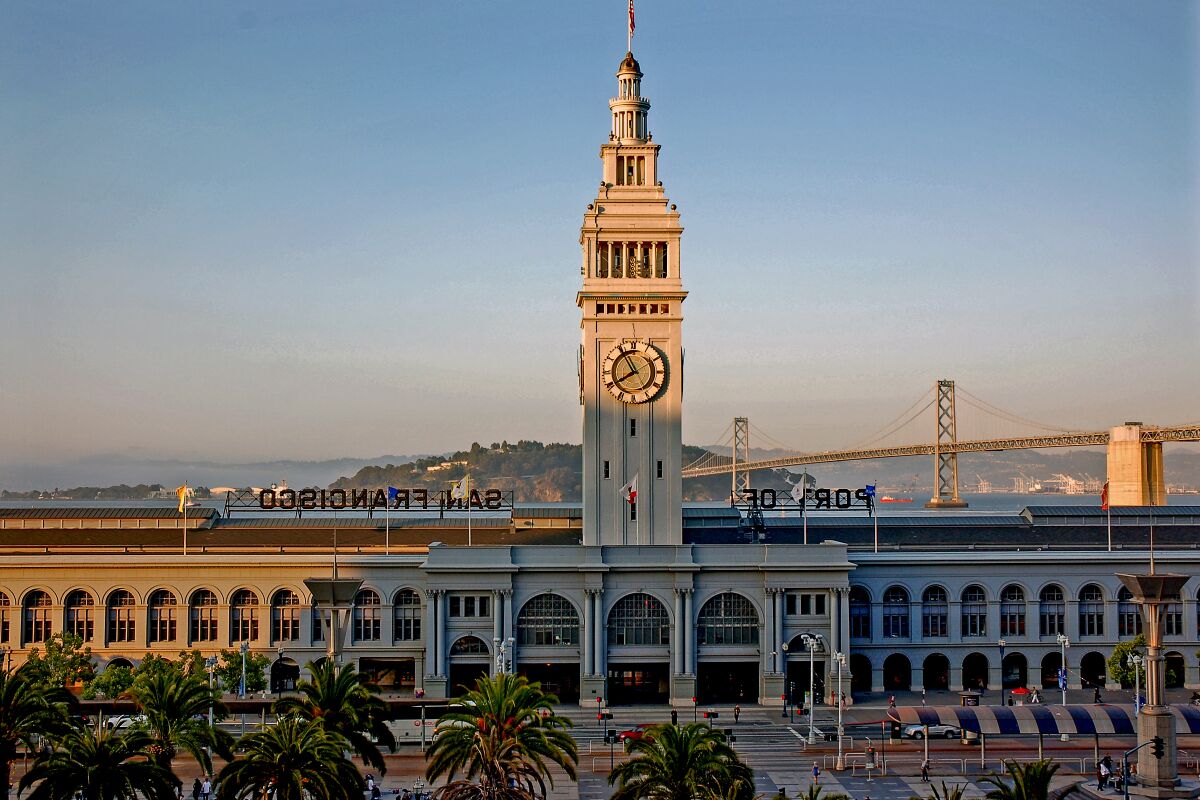 San Francisco's Ferry Building, which sits along the Embarcadero at the foot of Market Street.