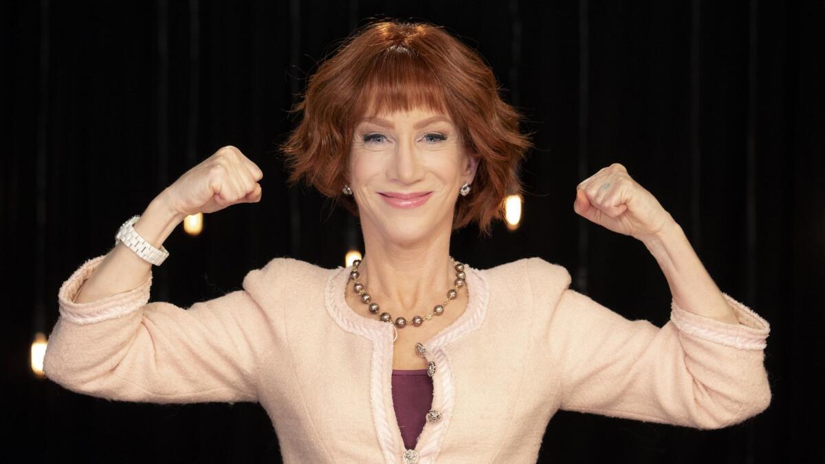 Comedian Kathy Griffin, shown at Live Nation studio in June, is back on the road after generating controversy over a photo stunt.