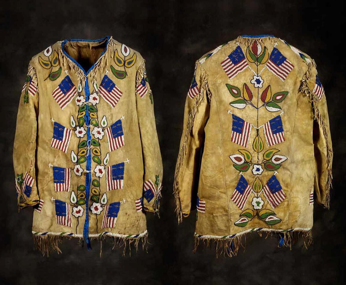 A show about beadwork at the Autry museum contains this rare Plains Cree jacket from 1900. Was it a symbol of the merging of cultures? Or of inevitable domination? It's hard to know, says curator Lois Dubin.