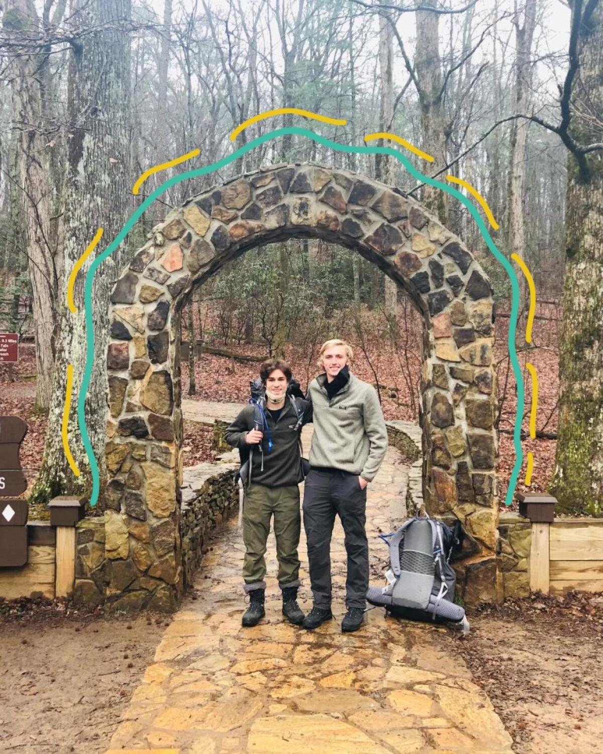Sammy Potter, 21, and Jackson Parell, 20, began the Appalachian Trail from its starting point on Springer Mountain.