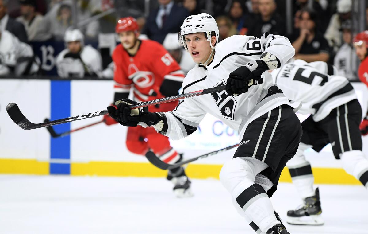 Kings forward plays against the Carolina Hurricanes.