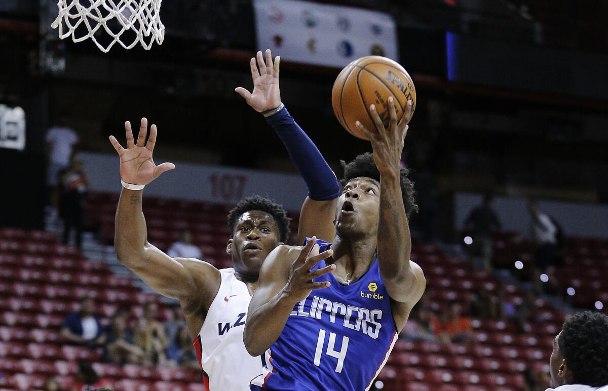 Clippers rookie guard Terance Mann drives for a layup during Las Vegas Summer League play.