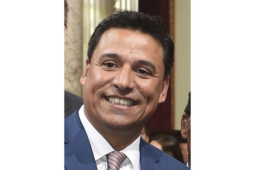 FILE - Los Angeles City Councilman Jose Huizar is seen at an event at Los Angeles City Hall, Aug. 24, 2016. A jury has convicted Dae Yong Lee, a real estate developer, of bribery for giving $500,000 in cash to Huizar, a former Los Angeles city councilman and his special assistant in exchange for favors. (Walt Mancini/The Orange County Register via AP, File)