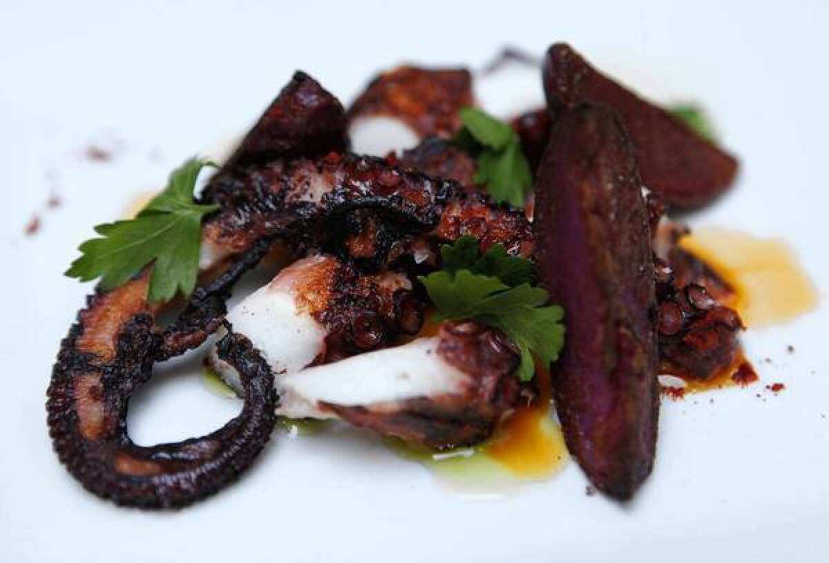 Pulpo Gallego is beer-braised octopus with fingerling potatoes and pimenton served at Ración.