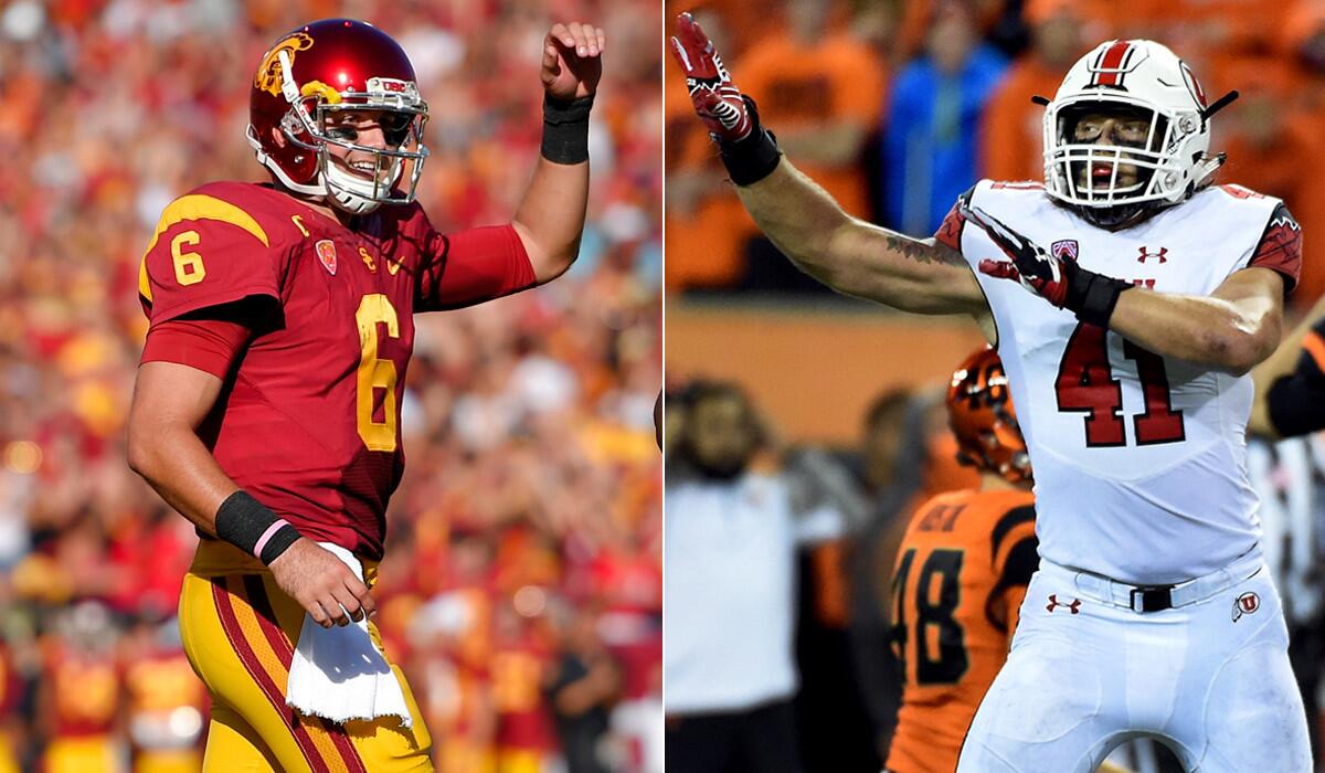 USC quarterback Cody Kessler (6) and Utah linebacker Jared Norris (41) are former high school teammates who will match wits across the line of scrimmage from one another on Saturday in a key Pac-12 Conference game.