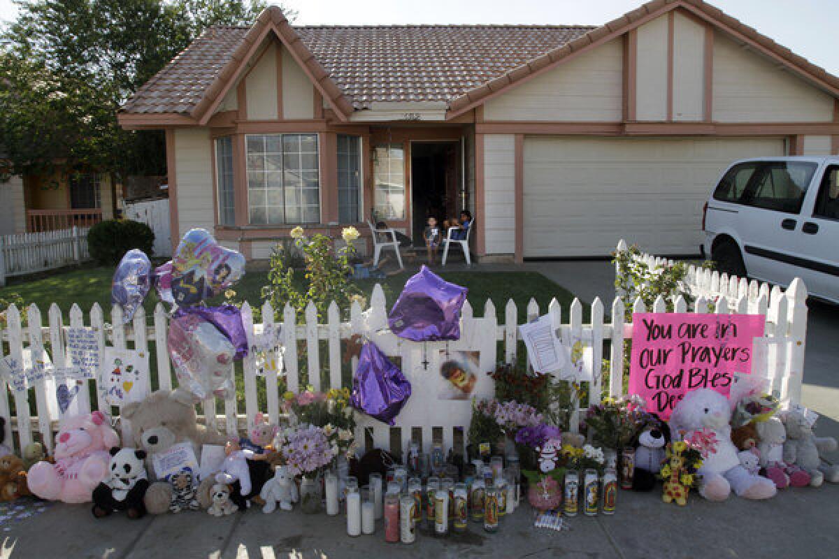 Memorial outside the family home of 7-year-old Desirae Macias in Palmdale.