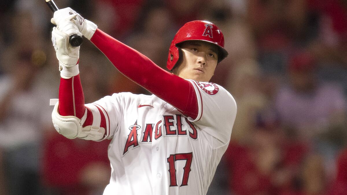 Los Angeles Angels' Shohei Ohtani during a baseball game against the Detroit Tigers.