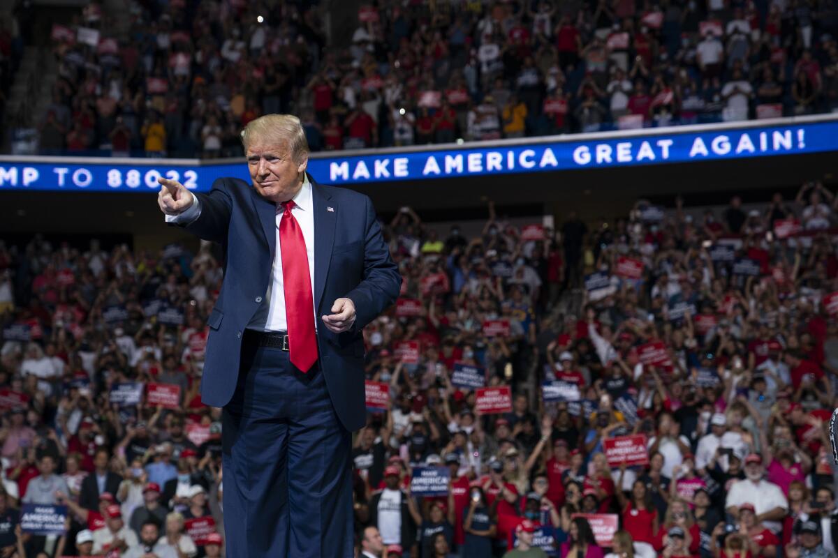 President Trump at a rally in Tulsa, Okla.