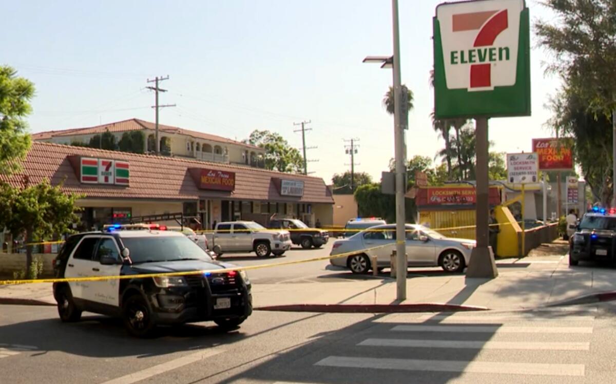 Los Angeles Sheriff's Department personnel on the scene of a deadly fight in 